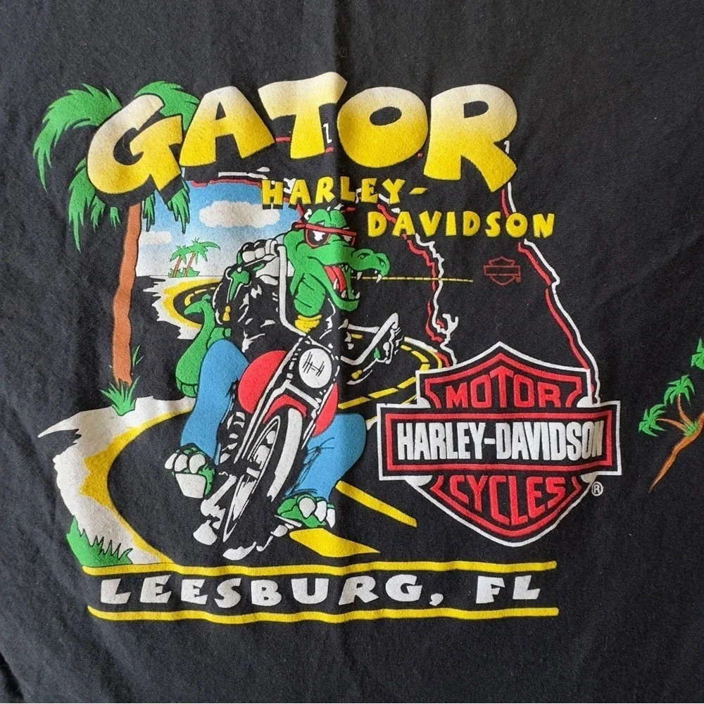 VTG Y2K 03 Harley-Davidson Gator Graphic Bandana - Black with Red and Yellow